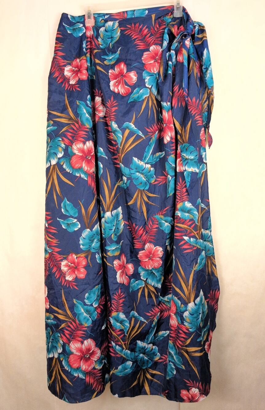 Vintage Hilo Hattie Hawaiian floral tie skirt/dress One Size Coverup Tropical